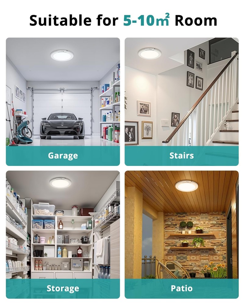 wowatt Battery Operated Ceiling Light Rechargeable Ceiling Lights with Remote...