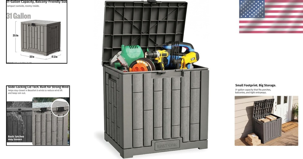 Modern 31 Gallon Outdoor Storage Solution - Lockable & User-Friendly Design
