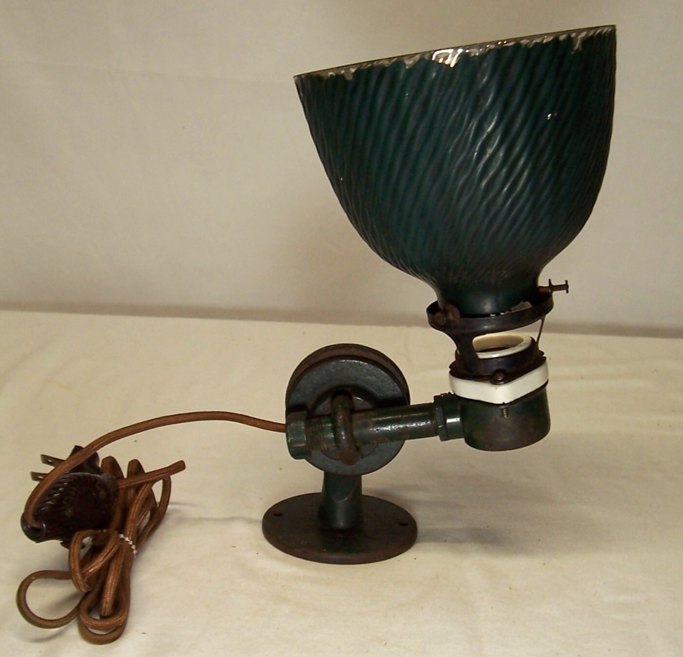 Antique Curtis X-ray Shade Light Fixture Vtg Cast Art Porcelain Chicago USA #G2