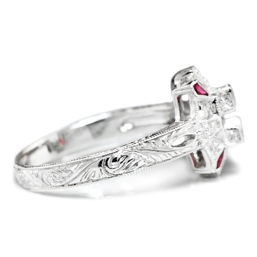 Ruby Semi Mount Ring Setting with Diamonds 18K White Gold .25ctw Fits 5MM