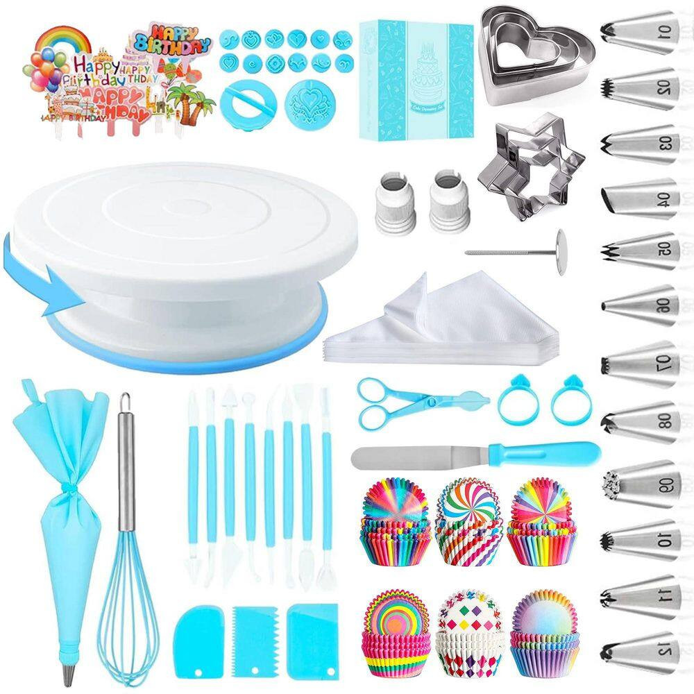 Cake Decorating Kit with Turntable, 12 Icing Tips, 255-Piece Set for Baking, Inc