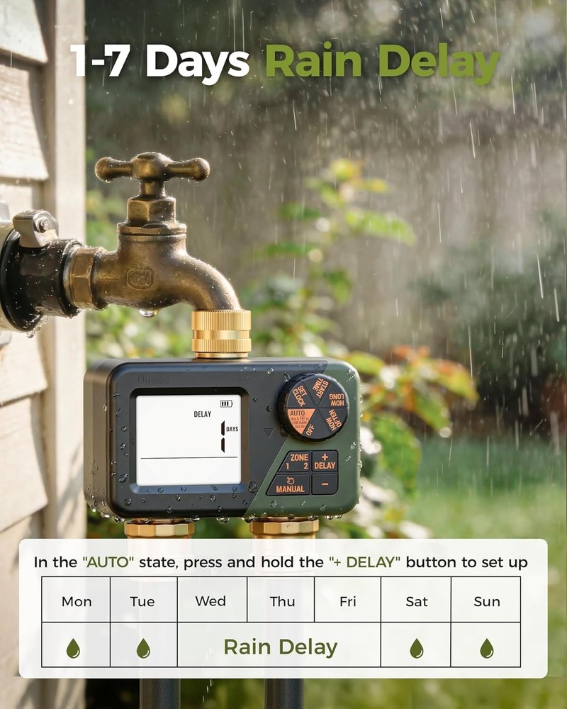Brass Sprinkler Timer 2 Zone Waterproof Programmable Garden Irrigation