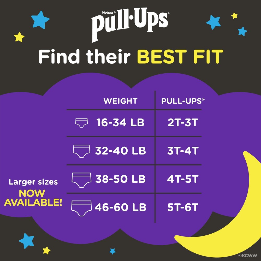 Pull-Ups Boys' Night-Time Potty Training Pants, Size 5T-6T, Multi-colored