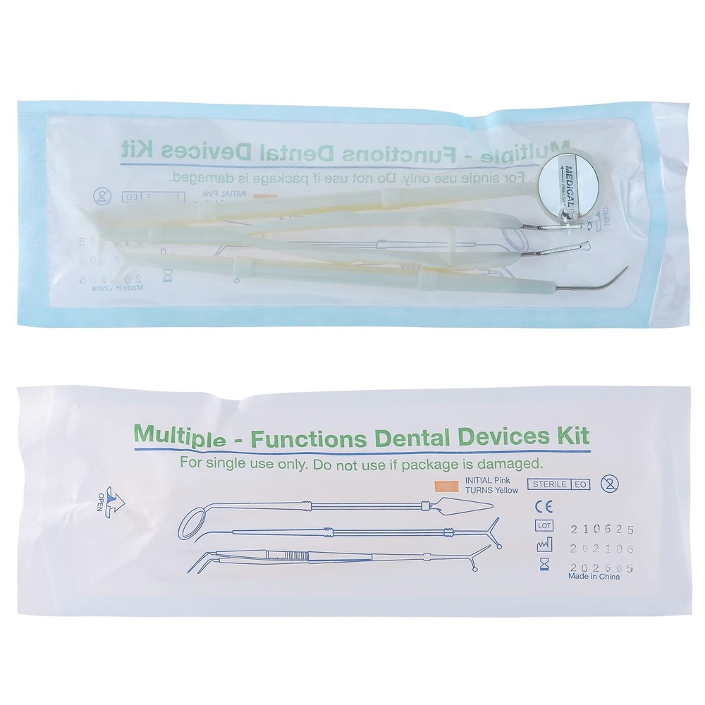 20 Pack Disposable Dental Examination Kit, 3Pcs Basic Instruments Set, Steril...