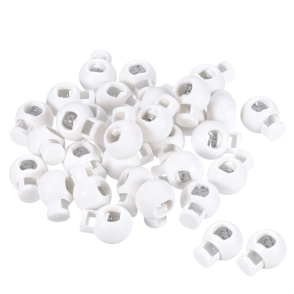 Cord Locks, 100 Pack Ball Spring Toggle Stopper, Frosted White