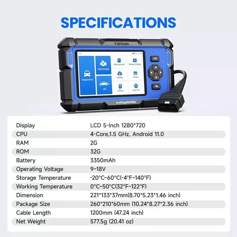 TOPDON AD600 PRO Automotive Diagnostic Scanner Full System Coverage 90+ Brands
