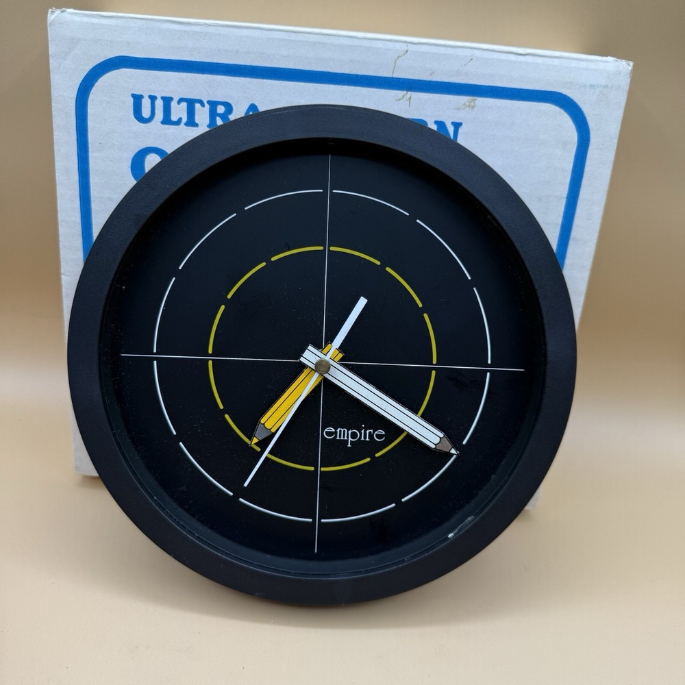 Postmodern Wall Clock by Empire Pencil Hands Black RARE *READ DESCRIPTION*