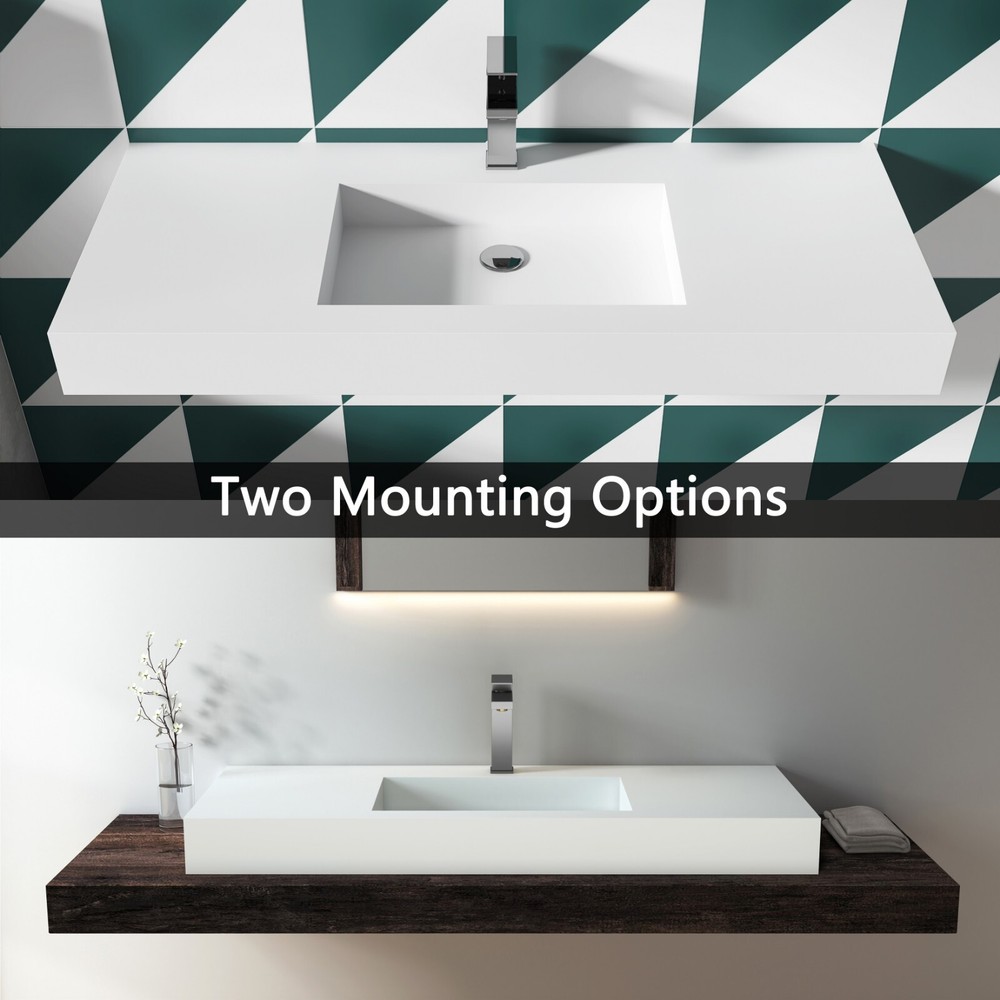 47'' Wall Mounted Bathroom Sink Solid Surface Bathroom Vessel Sink