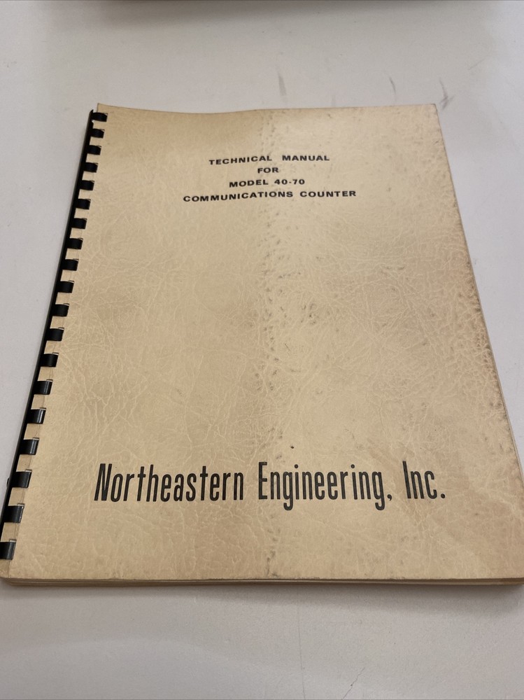 Northeastern Technical Instruction Manual Model 40-70 Communications Counter #F