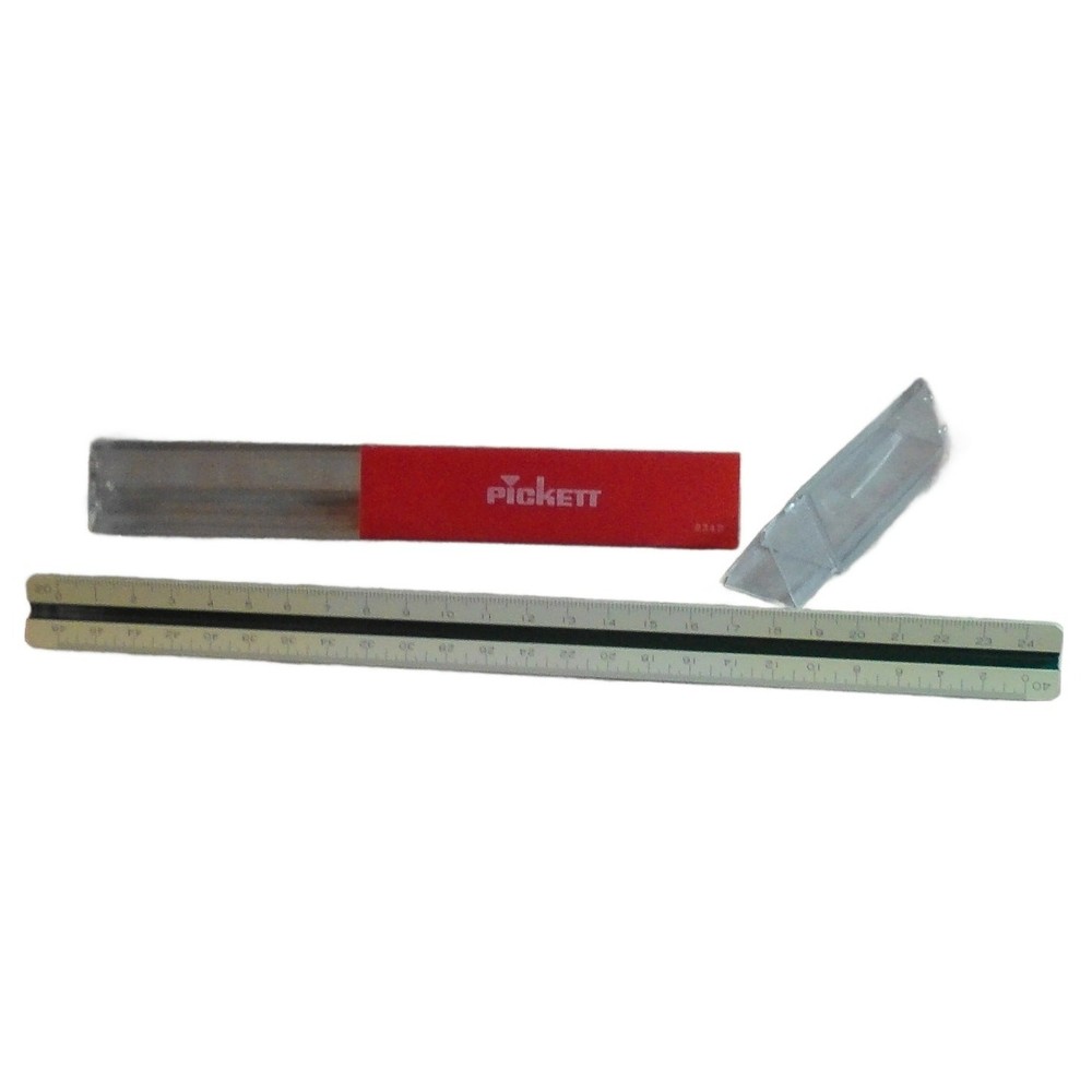 Pickett 234-E Architecture Scale Ruler w/Case Japan Drafting Engineering Vintage