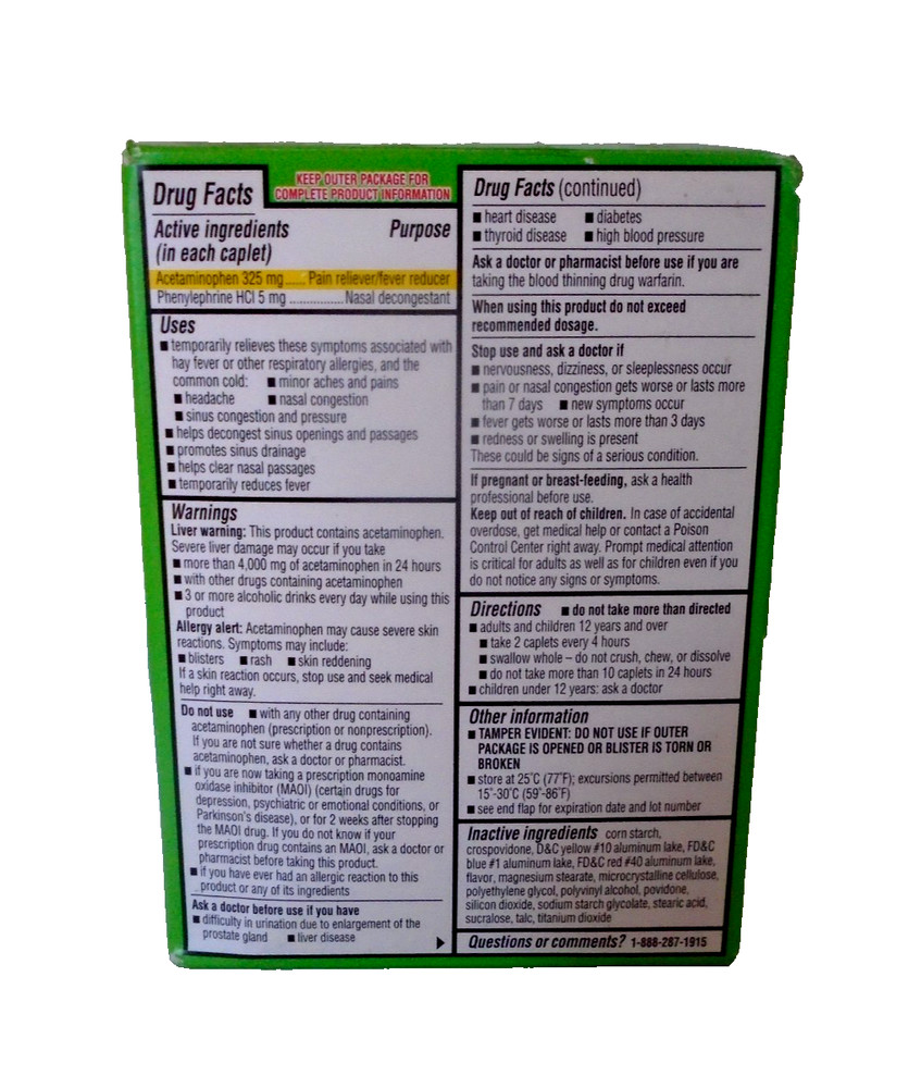 Equate Daytime Sinus & Headache - 48 Caplets EXPIRES 7/2025