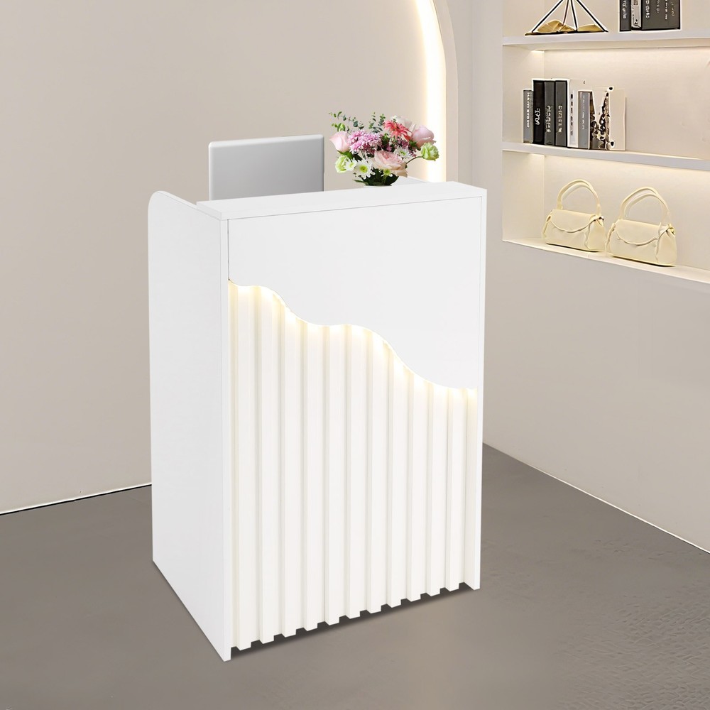 Modern LED Reception Front Desk Checkout Reception Counter with Lockable Drawer