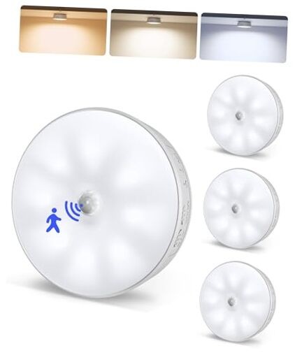 4 Pack Motion Sensor Closet Lights, 1200mAh USB-C Rechargeable LED 4Pack White