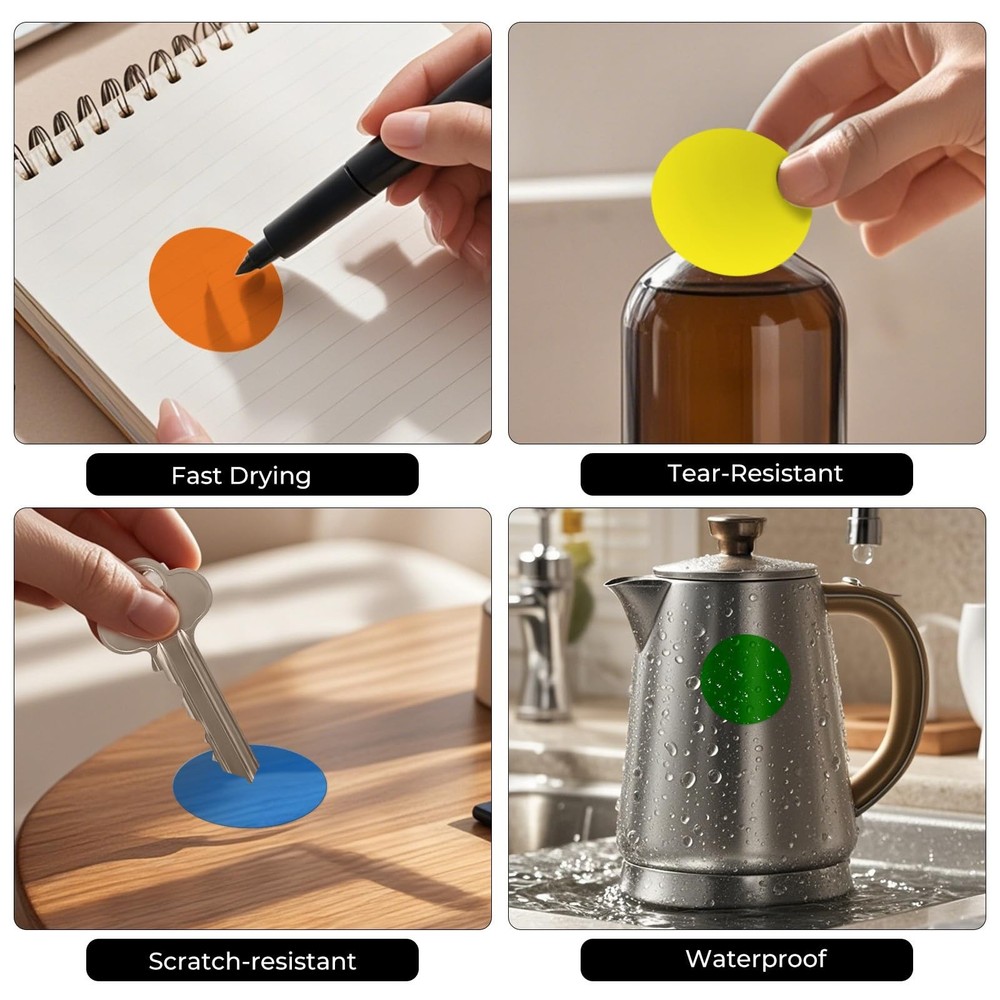 Colored Dot Stickers 2 Inch Round Labels Multicolor Vinyl Color Coding Circle...