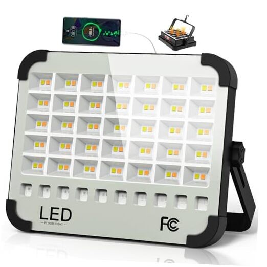 LED Solar Work Light Rechargeable,  20000LM Magnetic Portable Light, 200W