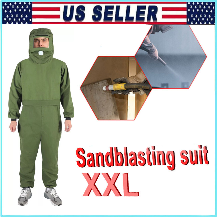 Green Sand Blasting Suit Elastic Cuff Work Overalls for Sandblasting Spraying