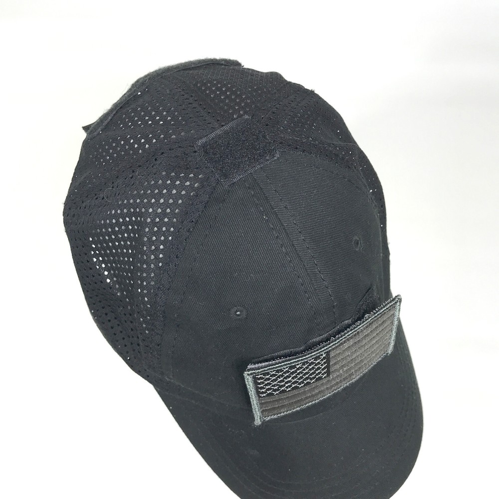 Condor Black Tactical Hunting Mesh Strapback Cap Hat w/ American Flag Patch