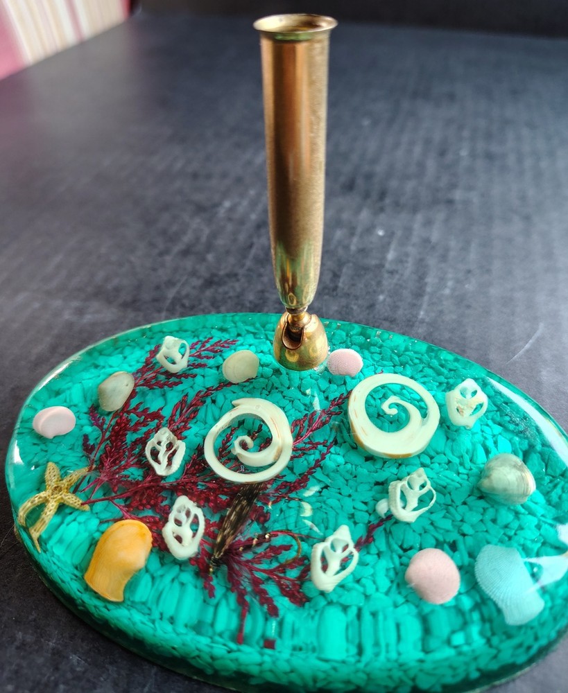 Vintage Lucite Pen Holder, Shell Design