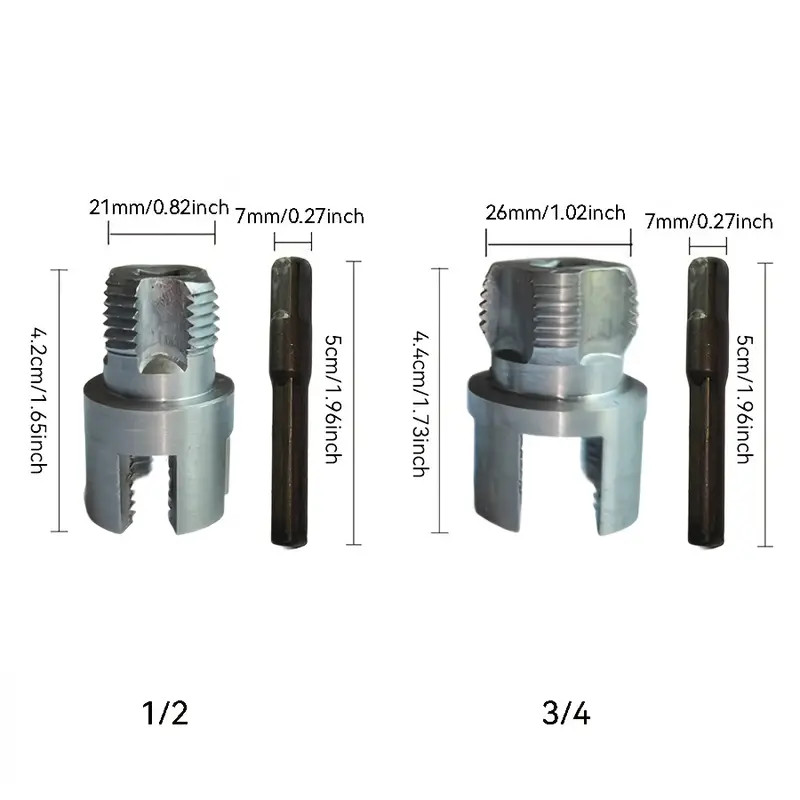Integrated Internal & External Pipe Threading Tool For 1/2'' + 3/4'' Water Pipe