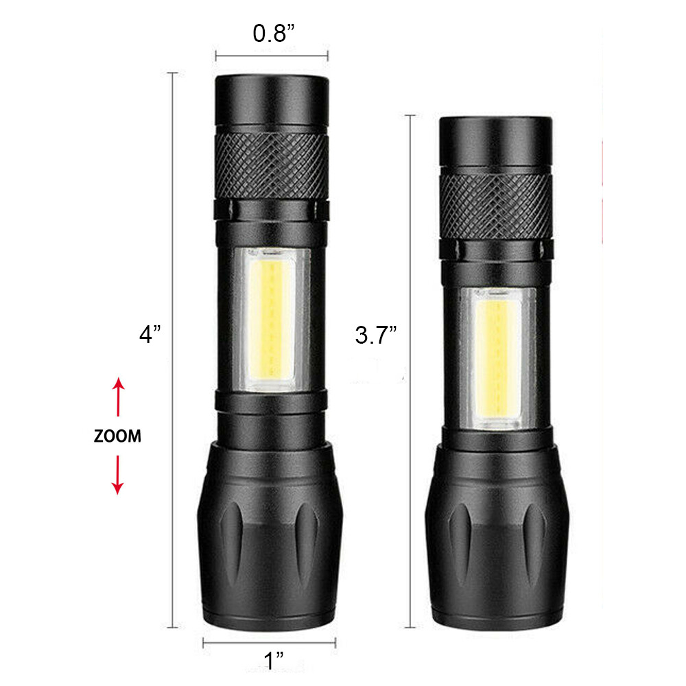 2 Pack Tactical LED Flashlight USB Rechargeable 3Modes Light Zoomable Lamp Torch