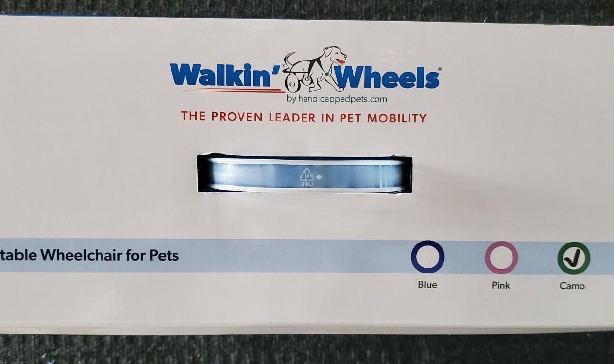 Dog Wheelchair - For Small Dogs 11-25lbs - By Walkin' Wheels Camo, Pink, Seafoam