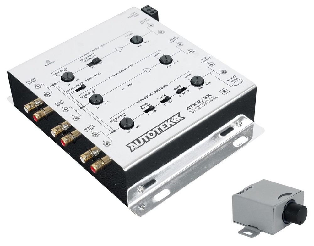 Autotek ATK2 3X Active Crossover Processor, Silver, 2/3-Way, Remote Bass Control