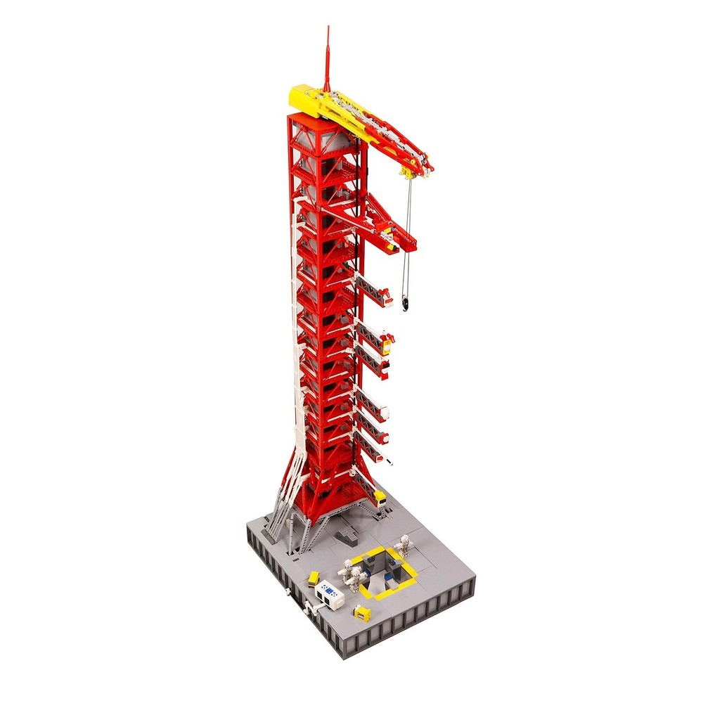 Red Launch Tower Model for Saturn V Rocket 3292PICS Building Set