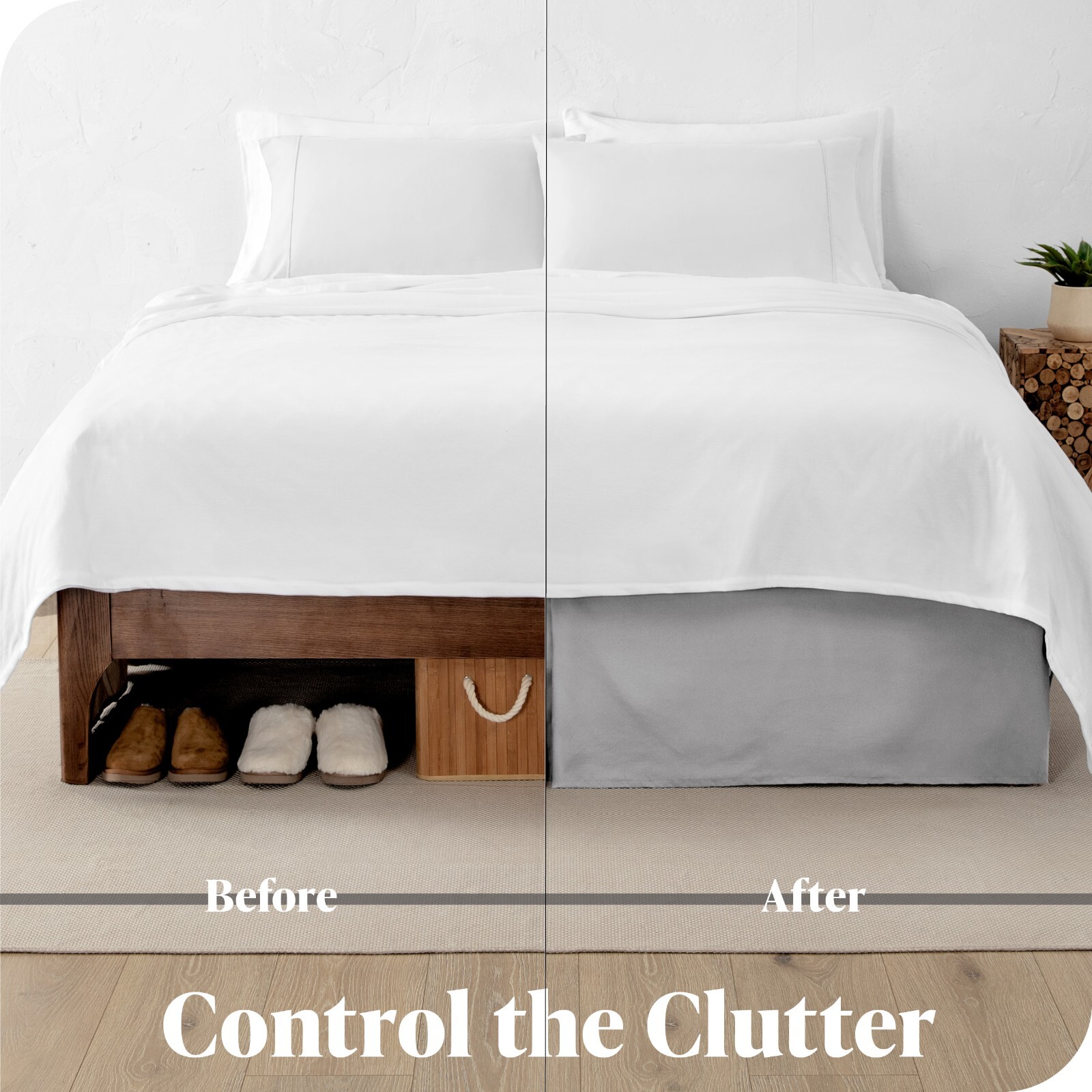 Bare Home Double Brushed Bed Skirt: Pleated, Easy Fit, 15" Deep