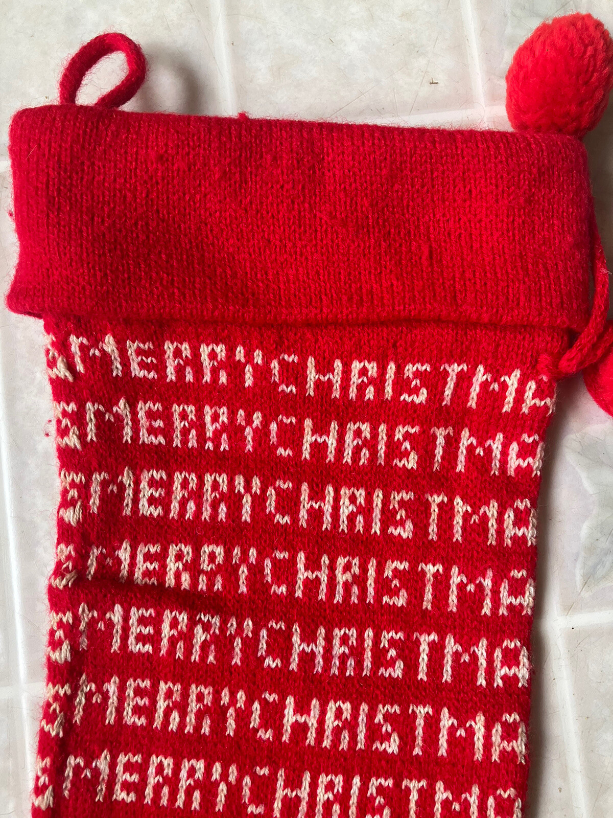 Vtg 1980s Christmas Stocking Merry Christmas 20.75" long