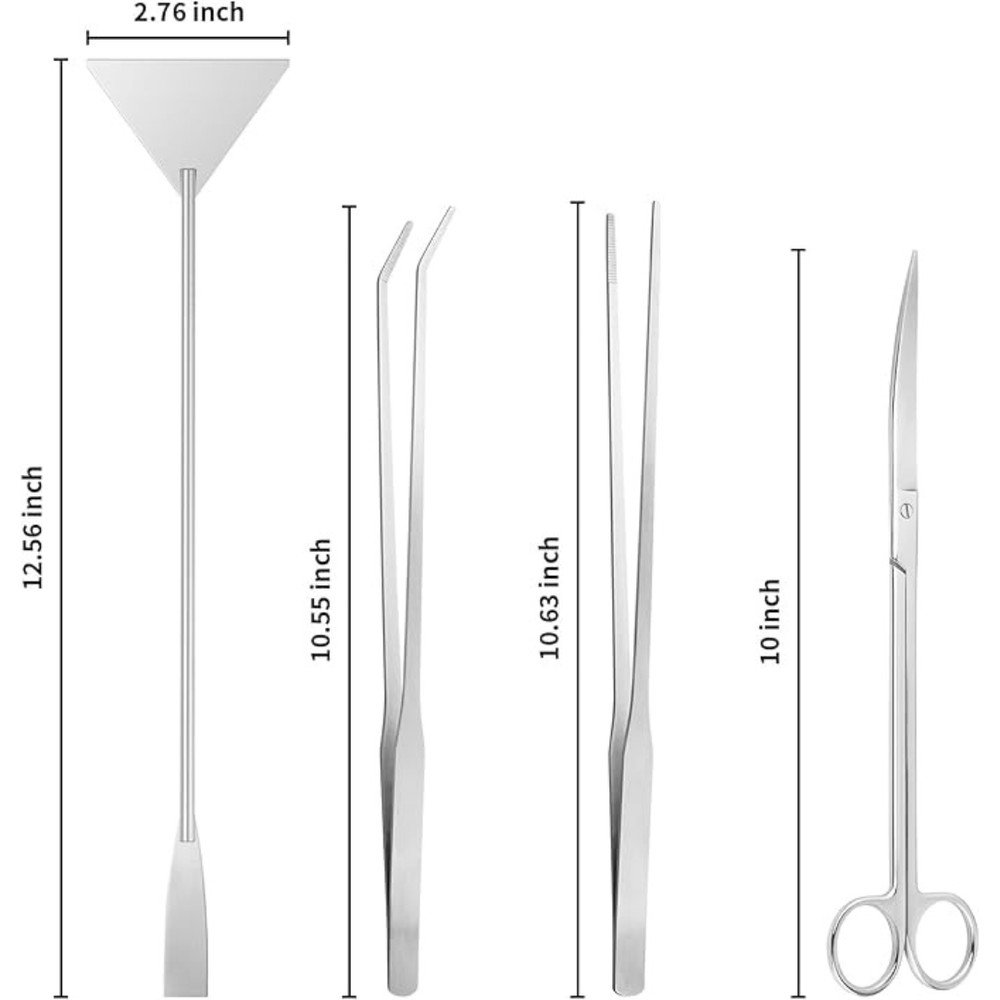 Aquascaping Aquarium Tools Kit 4Pcs Tweezers Scissors Algae Scraper