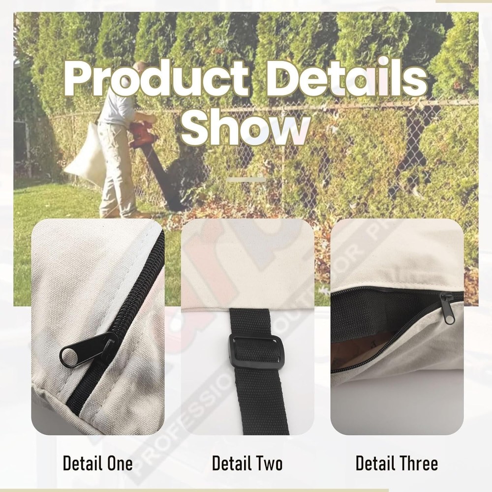 Cotton Leaf Blower Vacuum Bag - Effortless Emptying & Adjustable Straps