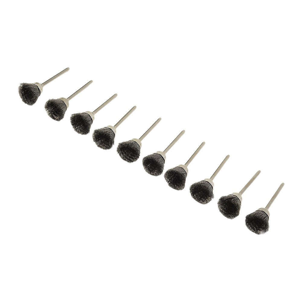 10pcs Mini Wire Brush Brushes Brass Cup Wheel for Grinder or Drill Set