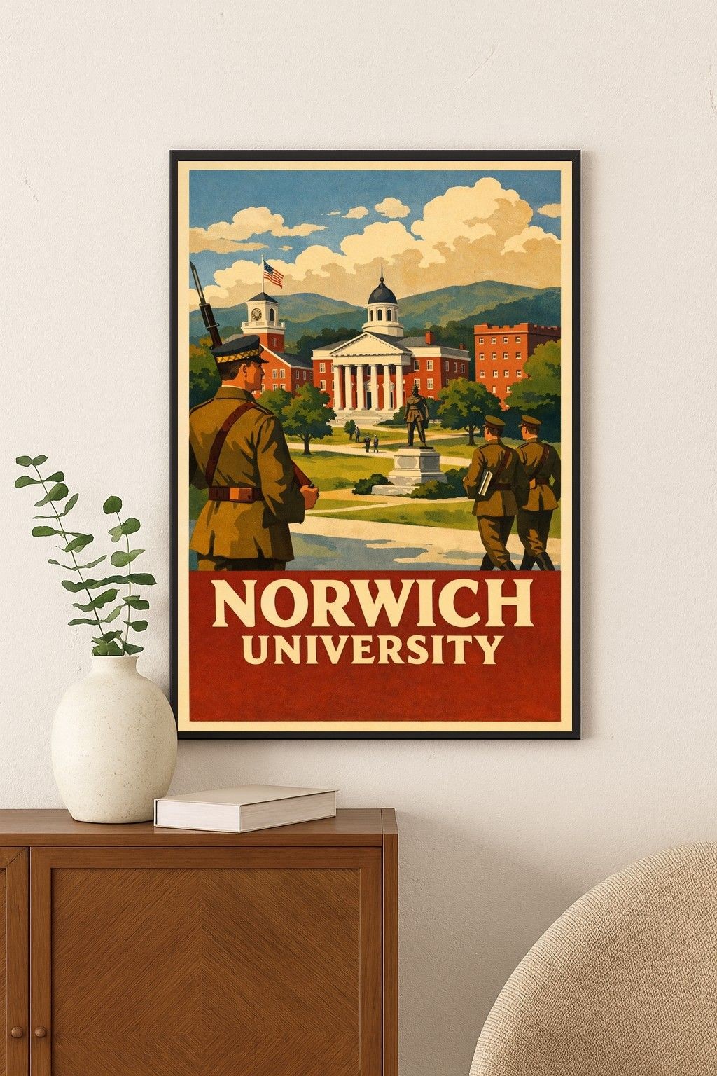 Norwich University Poster 🇺🇸 - 24x36” Vintage Home Decor