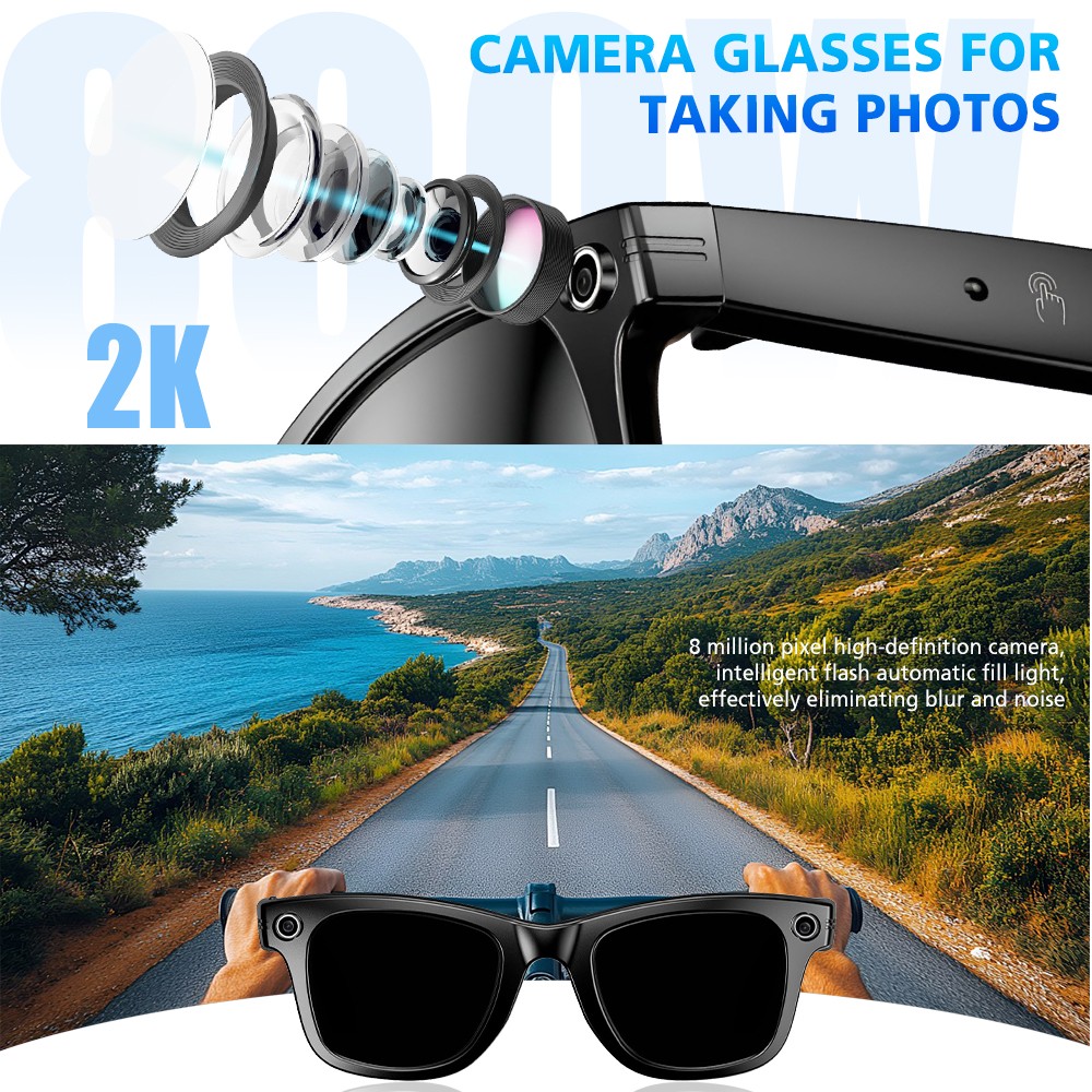 AI Smart Glasses with HD Camera Voice Translation BT Video Recording Sunglasses