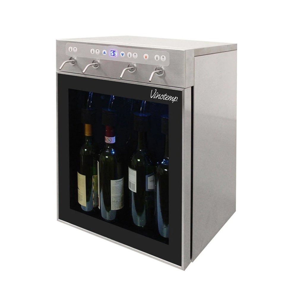 Vinotemp Four-Bottle Wine Dispenser Stainless Steel VT-Winedisp4 SS