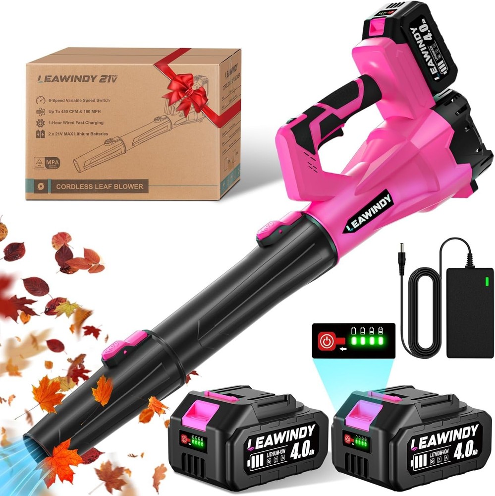 Multi-Surface 21V Pink Leaf Blower: Handheld, Stylish, Perfect Valentine's Gift!