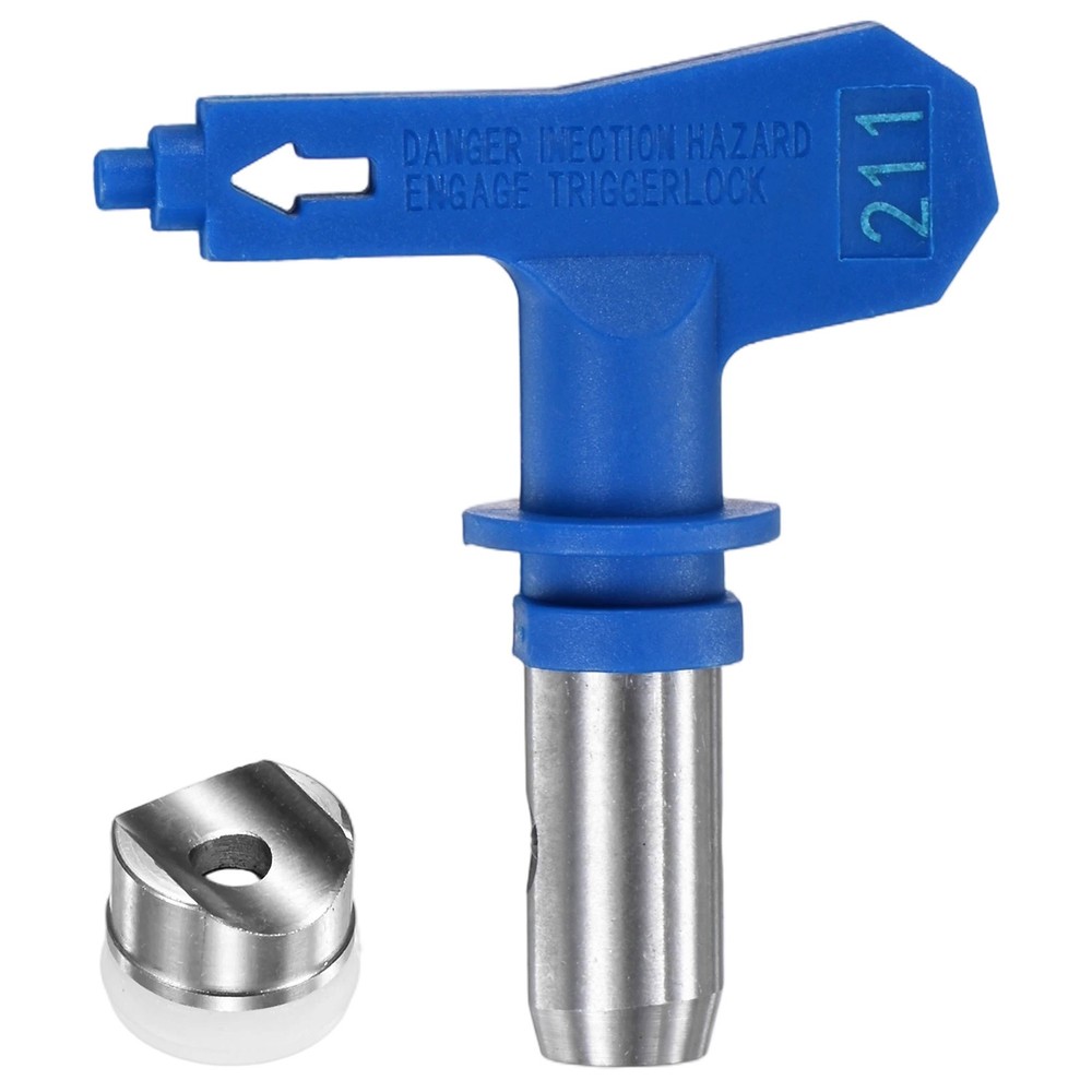 1-Set Paint Sprayer Tips Tungsten Steel with 1 Pad [Blue, 211]
