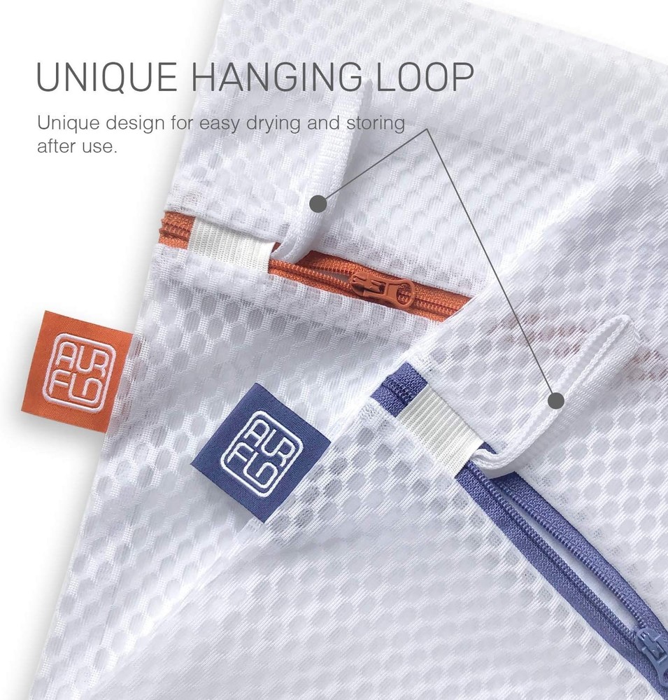 Mesh Laundry Bags for Delicates X-Large Durable Net with Zipper Hanging Loop