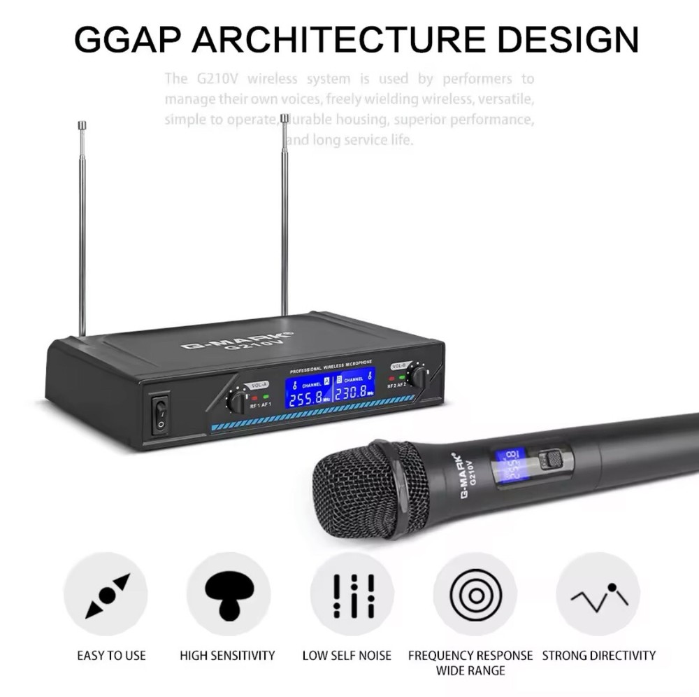 Professional Wireless Microphone G-MARK G210V 2 Channels VHF