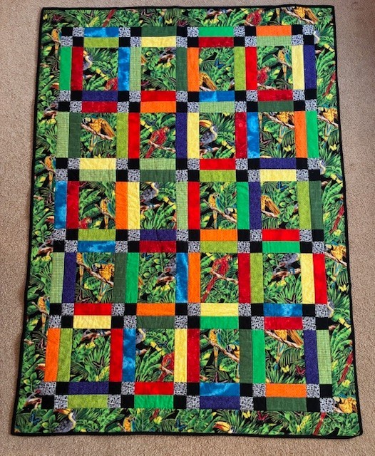 Handmade Jungle themed Throw or Lap Quilt 51x71