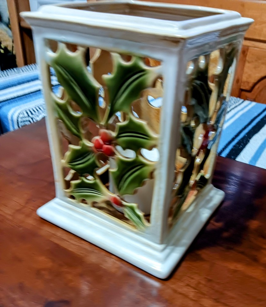 Holly Ceramic Large Candle Holder