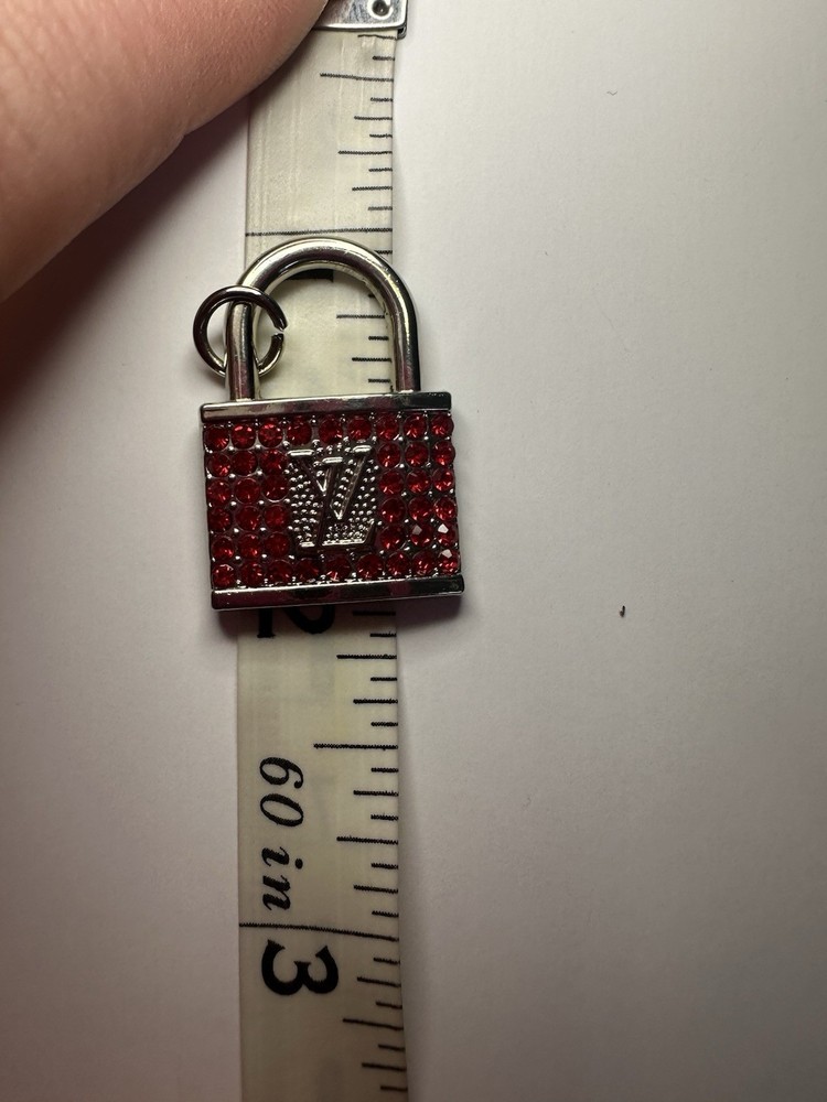 Louis Vuitton Silver with Red Stones Lock Zipper Pull Charm