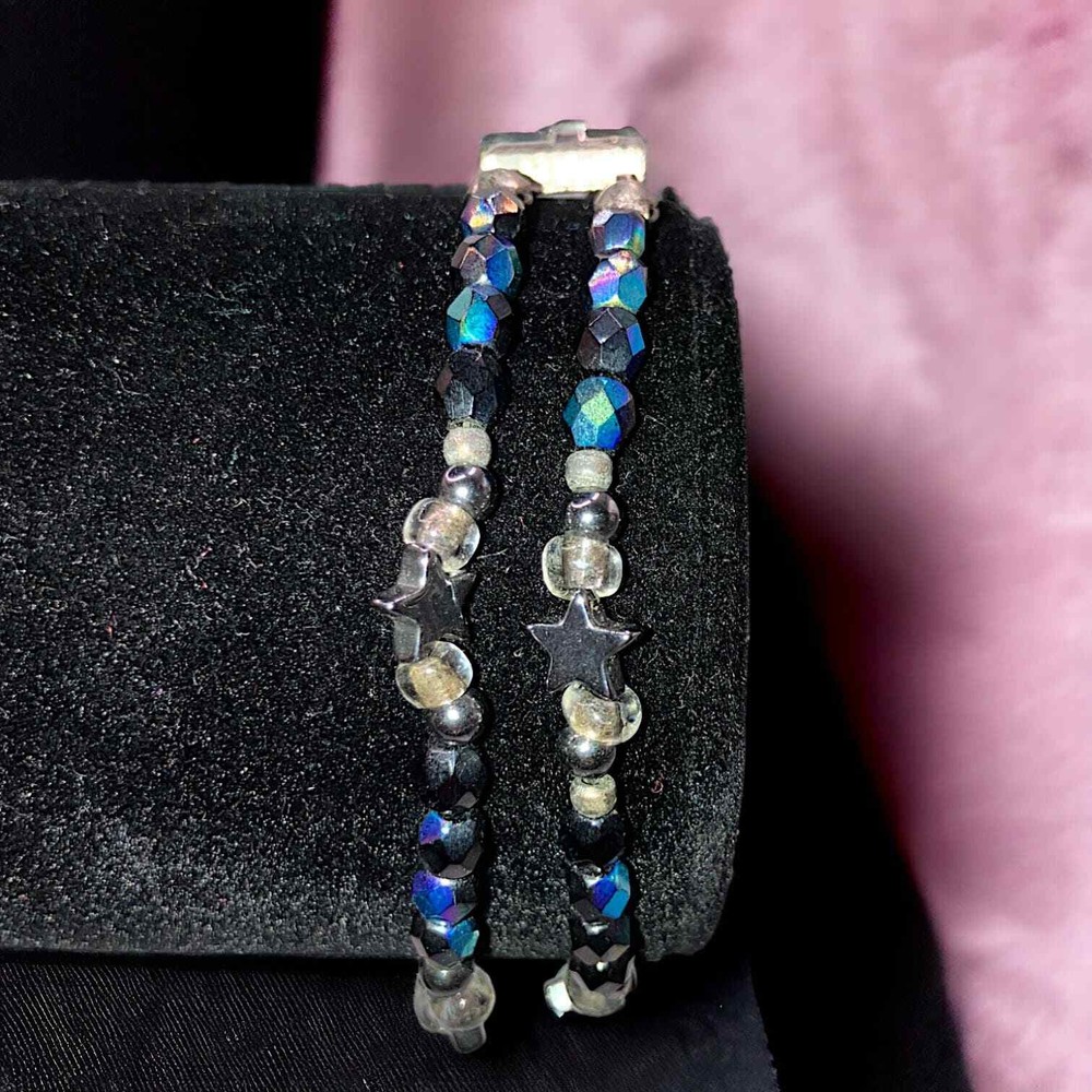 Double-Layer Translucent Colored Beads and Stars Bracelet!