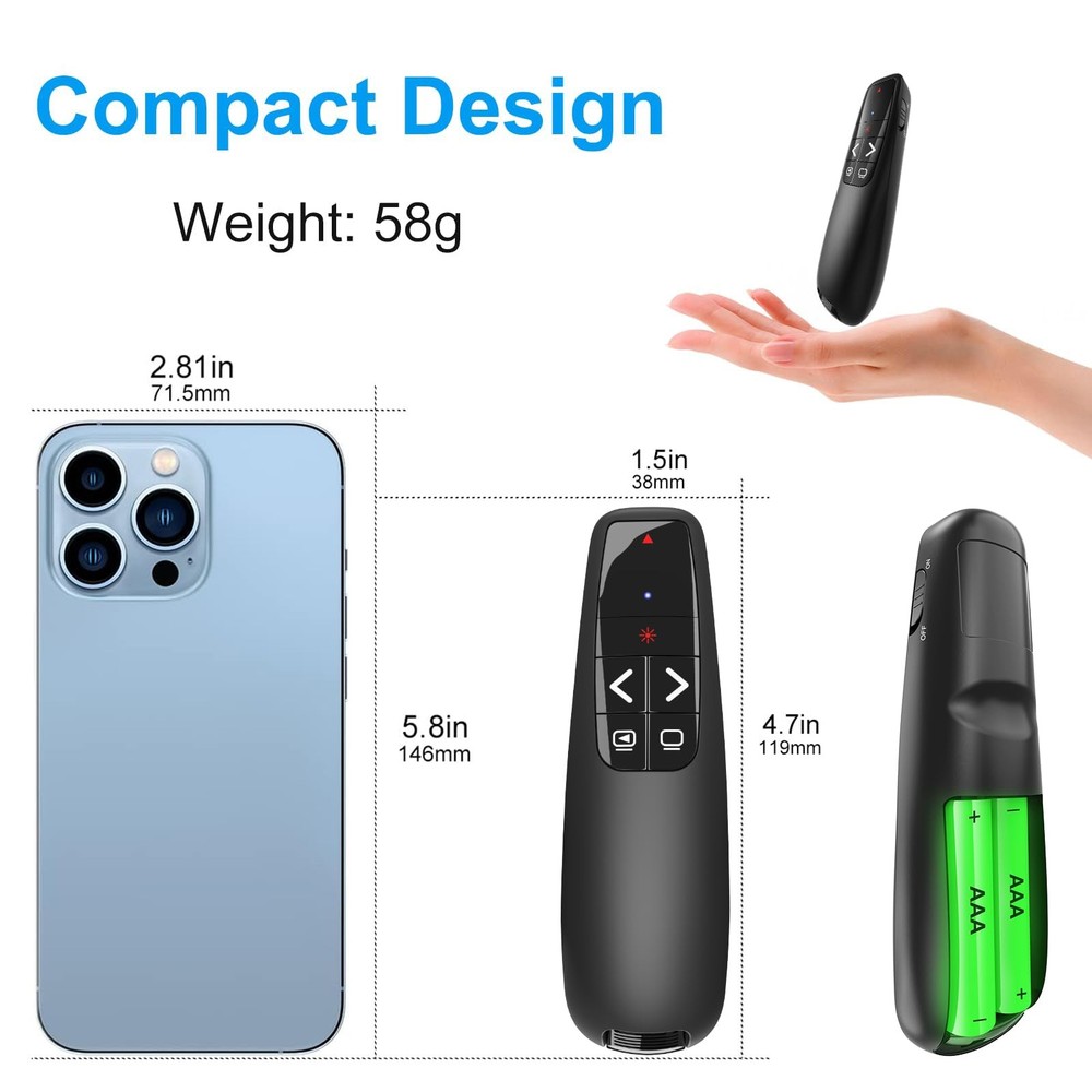 RF Wireless Presenter Remote Laptop Powerpoint Clicker Pointer 2 PCS