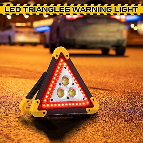 LED Emergency Warning Triangle, Rechargeable Portable Flashing LED Warning 3