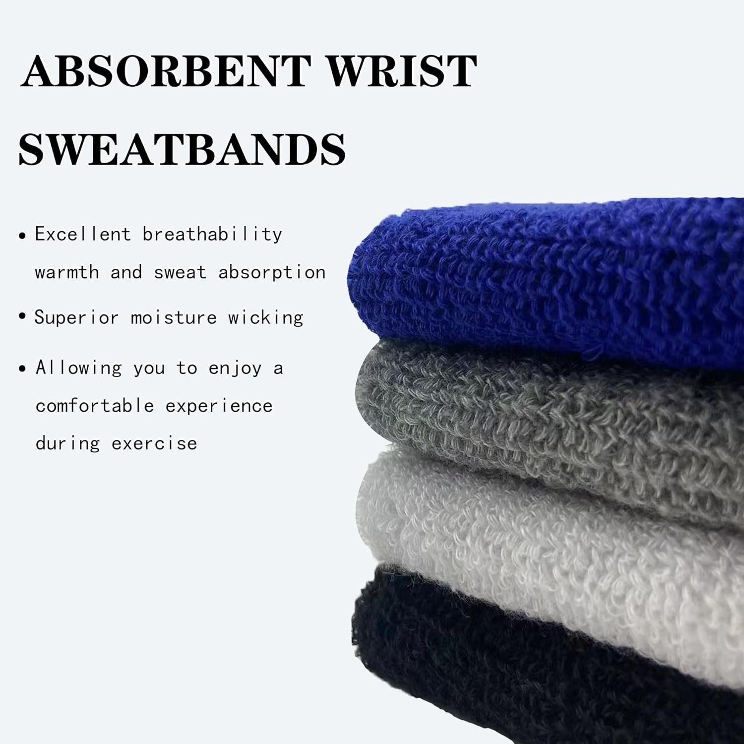 2 or 4 Pack 6 Inch Wrist Sweatbands Tennis Wrist Bands Absorbent Sweat Band