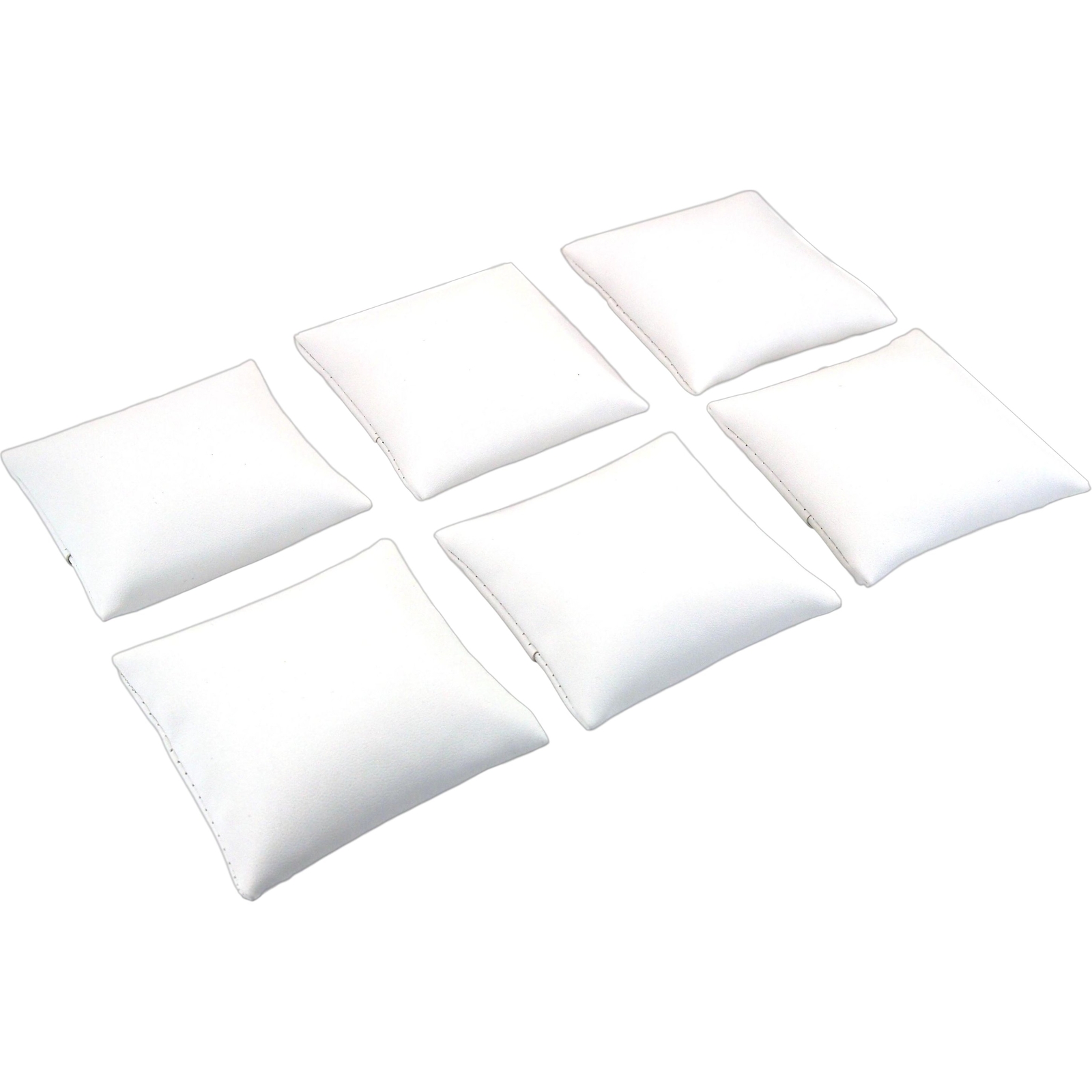 6 White Faux Leather Bracelet Watch Pillow Display