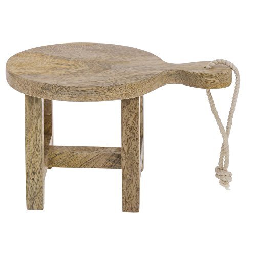 HUBERT Display Riser with Cutting Board Shape Round Mango Wood - 9 2/5"L x