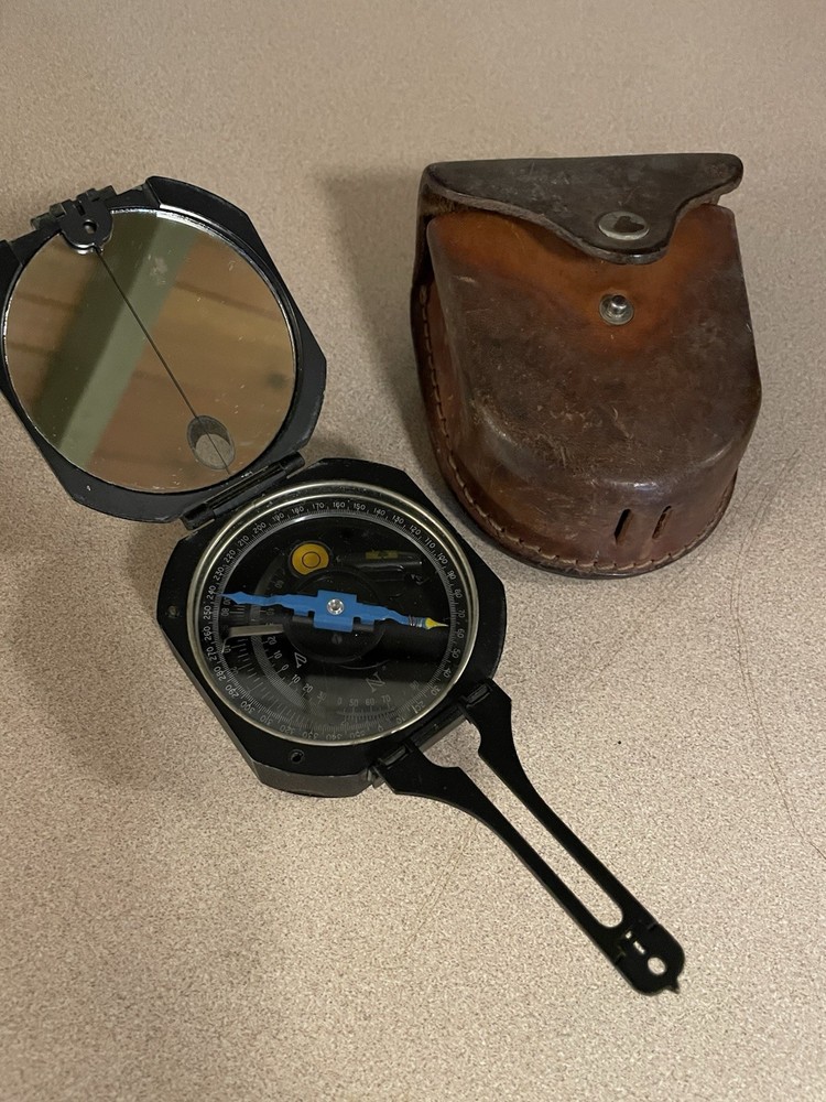 Vintage Compass With Hard Leather Case
