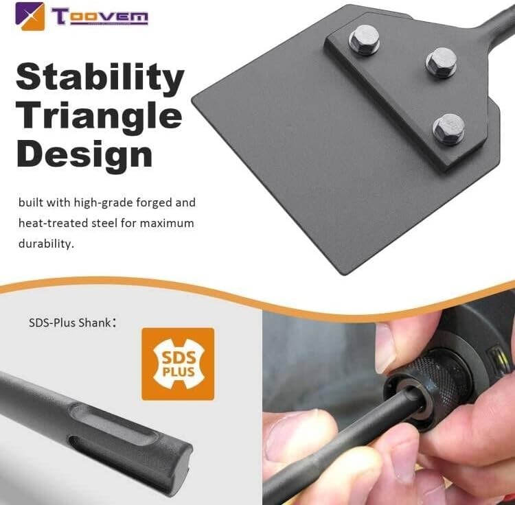 TOOVEM 4” SDS Plus Floor Scraper 4 x 10” Tile Removal Chisel Wall Scraper Tool